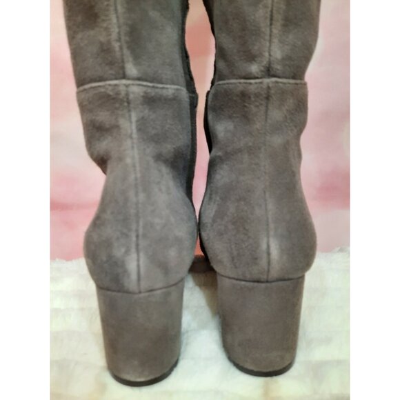 Halogen Scarlett Grey Suede Over Knee Boots Womens Size 8.5 Block Heel - Picture 8 of 12